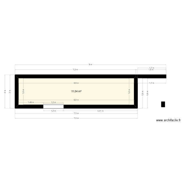 Cabanon Fabien. Plan de 1 pièce et 11 m2