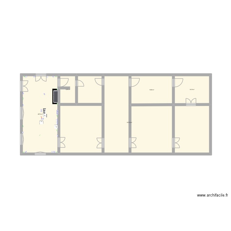 PLAN RDC GM. Plan de 5 pièces et 225 m2