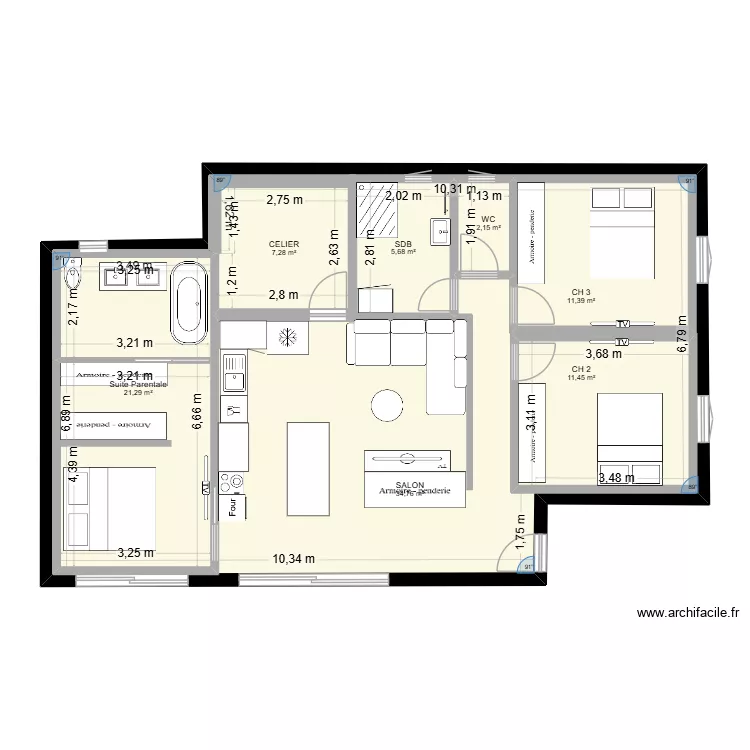 Plan Maison Labenne. Plan de 7 pièces et 165 m²