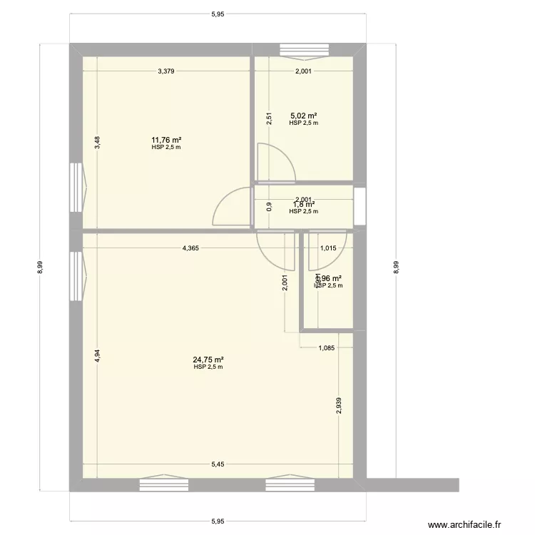 Moulin R1. Plan de 5 et 45 m² Moulin R1. Plan de 5 et 45 m²