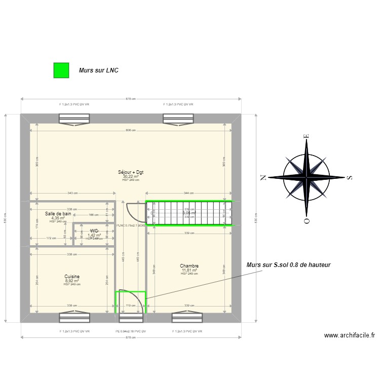 ML24001913. Plan de 6 pièces et 60 m2