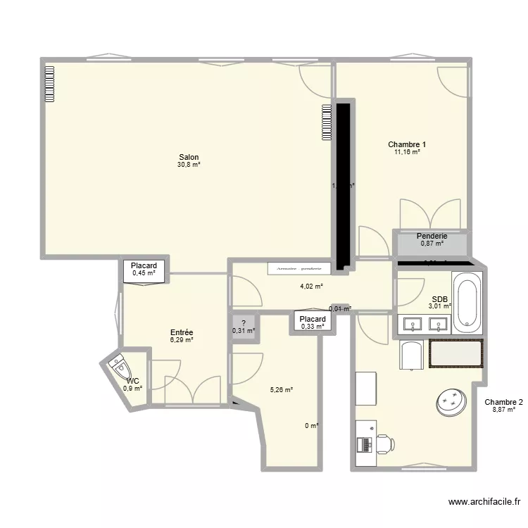 Villiers. Plan de 16 et 74 m² Villiers. Plan de 16 et 74 m²