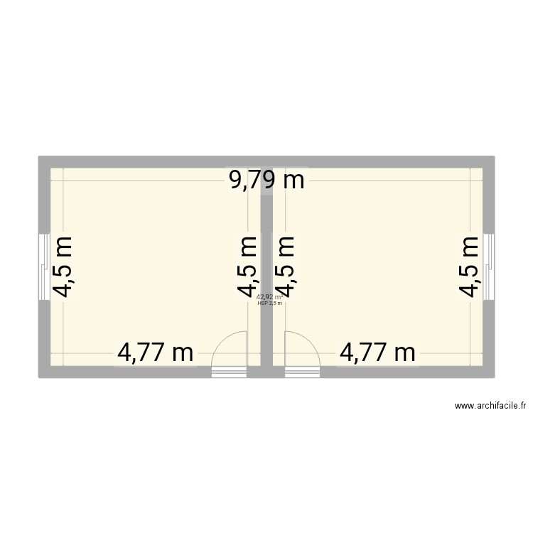 Jérémie. Plan de 1 pièce et 43 m2