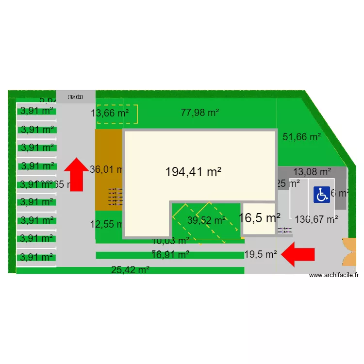 Projet cabinet kin&eacute; PRESENTATION V2 (Bateau + 11 places + 1 + 3 places soignants) 352m2. Plan de 
