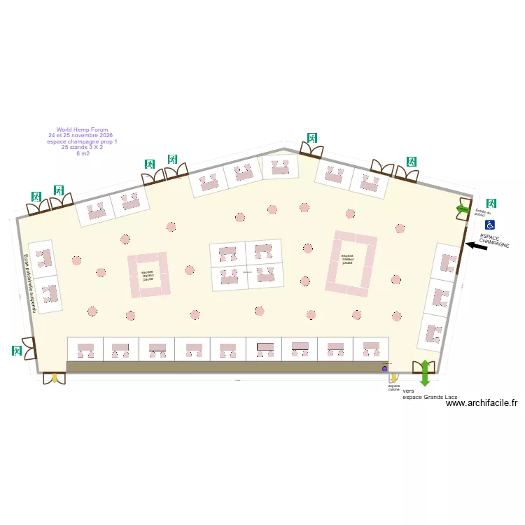 World Hemp Forum des 24 et 25 novembre 2026   espace champagne prop 1. Plan de 1  et 584 m²