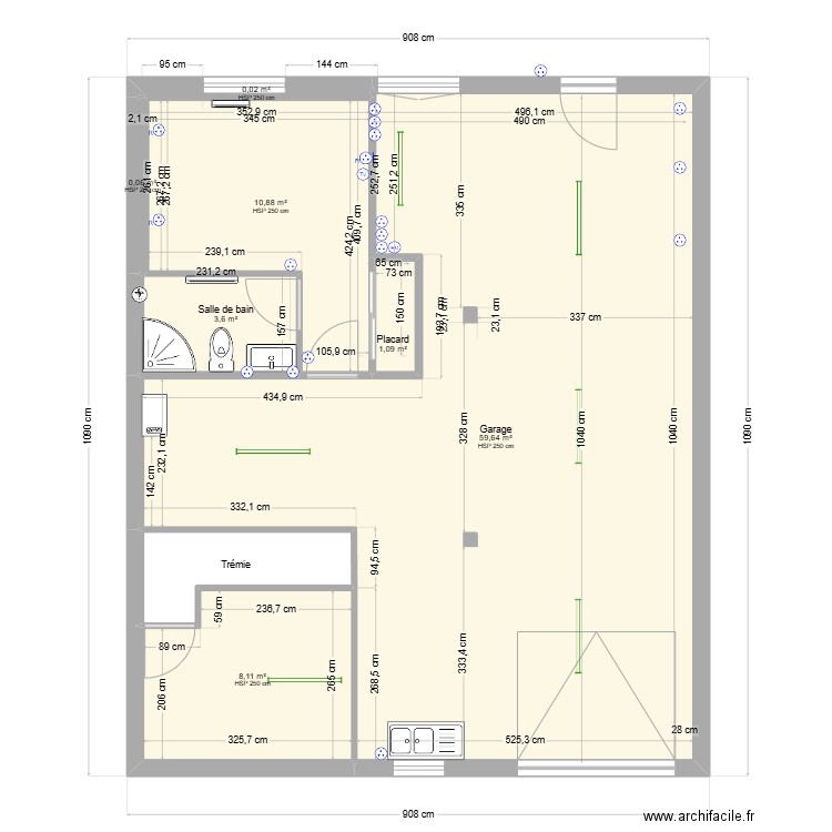 maison 39 sous-sol cotation. Plan de 8 pièces et 87 m2