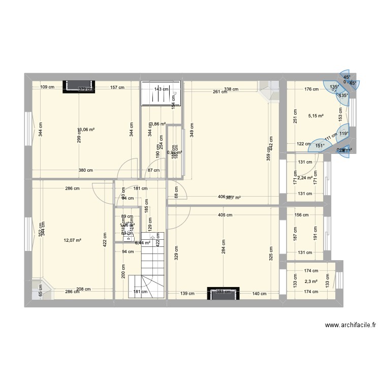 PRUNET ETAGE Modif. Plan de 12 pièces et 78 m2