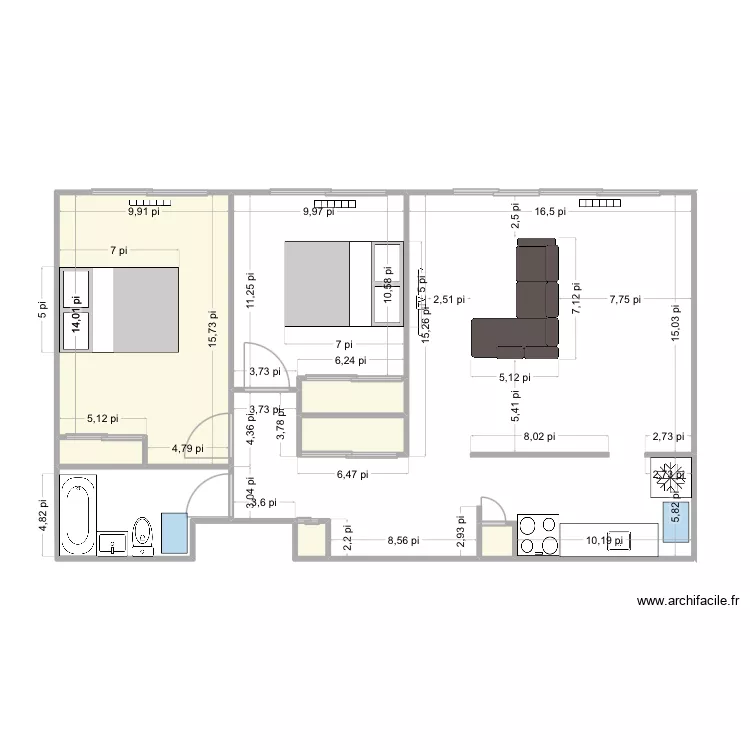 Appart Ottawa 2. Plan de 9  et 69 m²