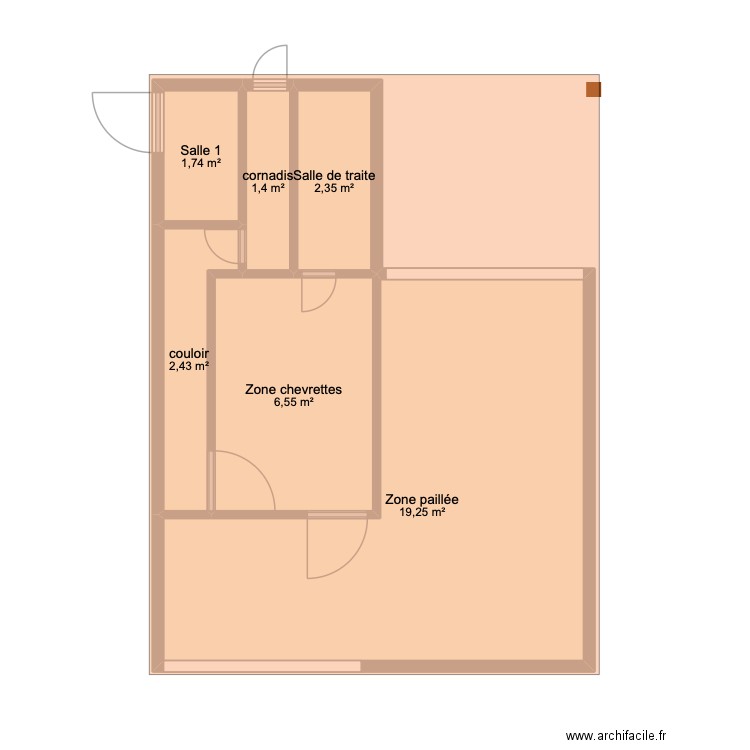 chevrerie 3. Plan de 6 pièces et 34 m2