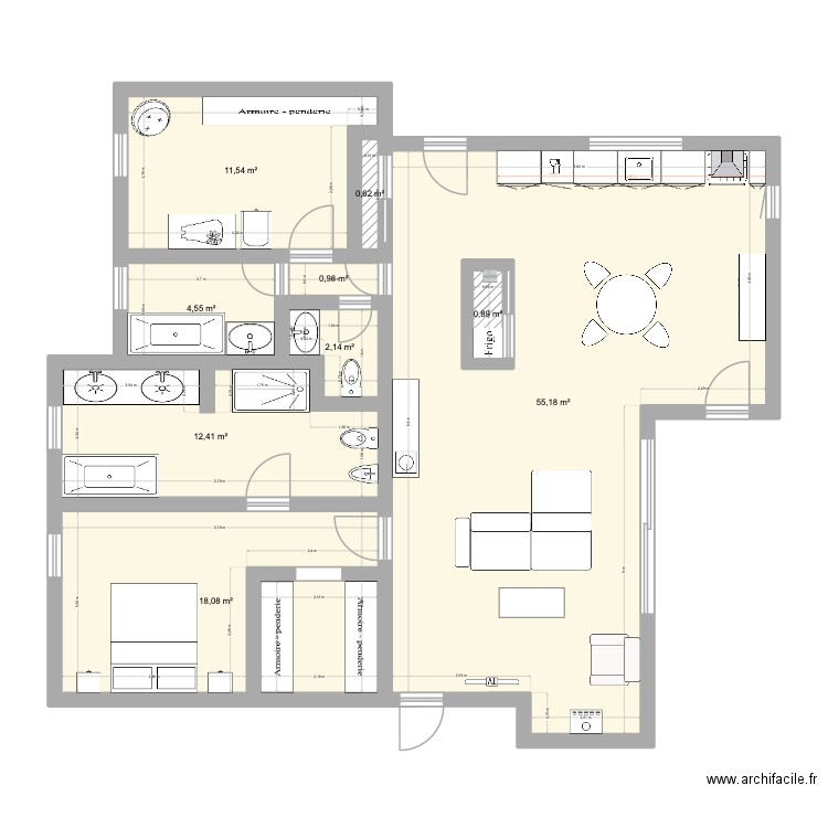 Arbonne maison. Plan de 9 pièces et 108 m2