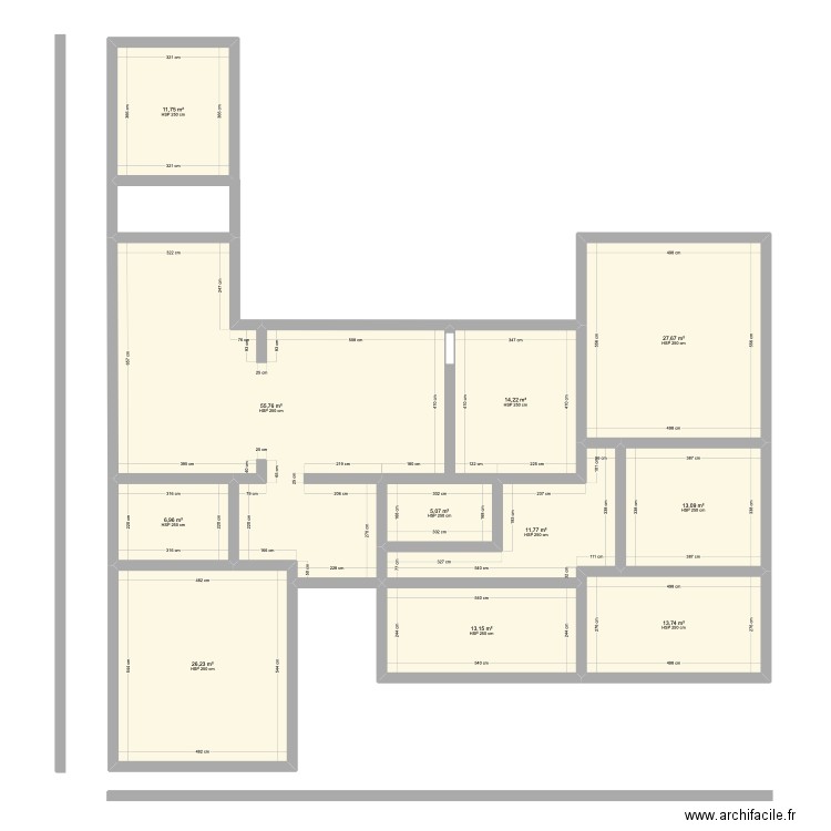 plan 4. Plan de 11 pièces et 199 m2