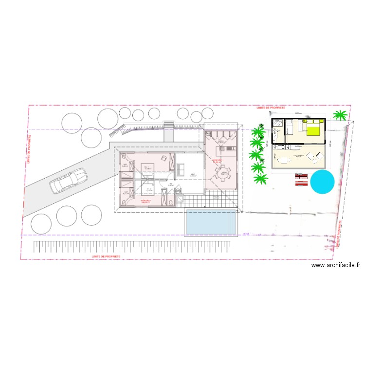 Modulaire Domini en L. Plan de 3 pièces et 39 m2