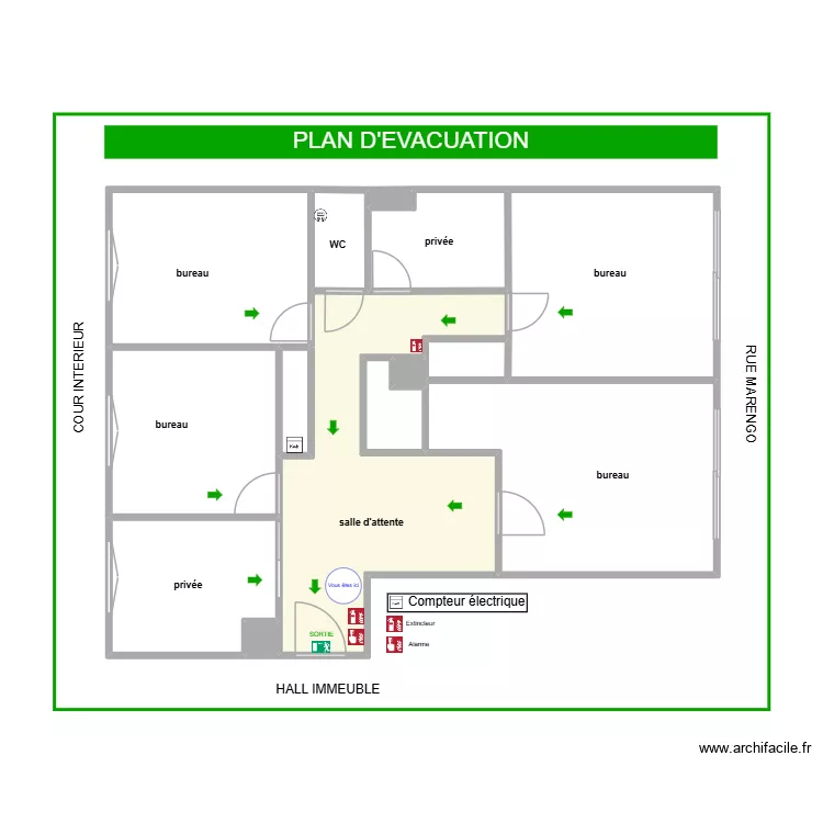 PLAN EVACUATION. Plan de 14  et 80 m²