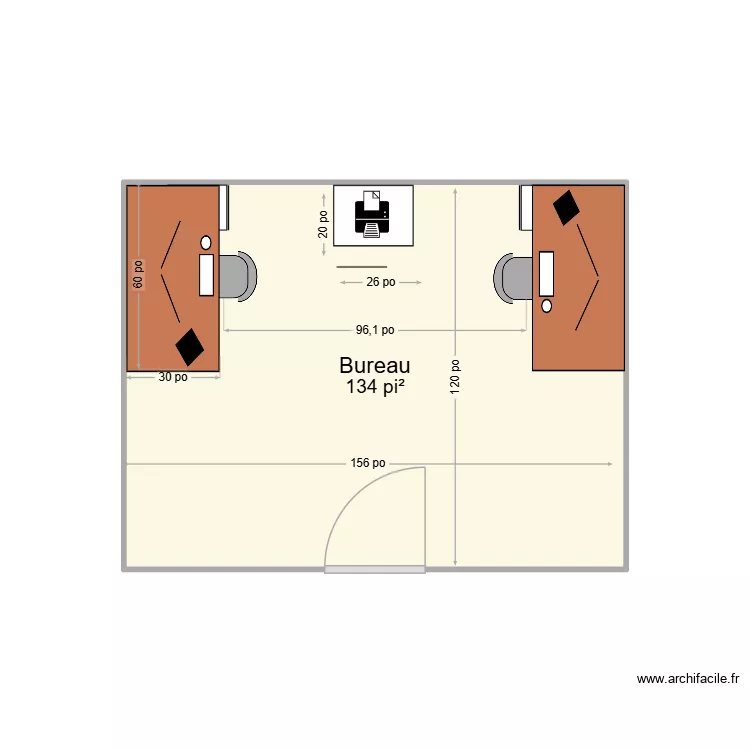 Bureau 2 secrétaires. Plan de 1 et 12 m² Bureau 2 secrétaires. Plan de 1 et 12 m²