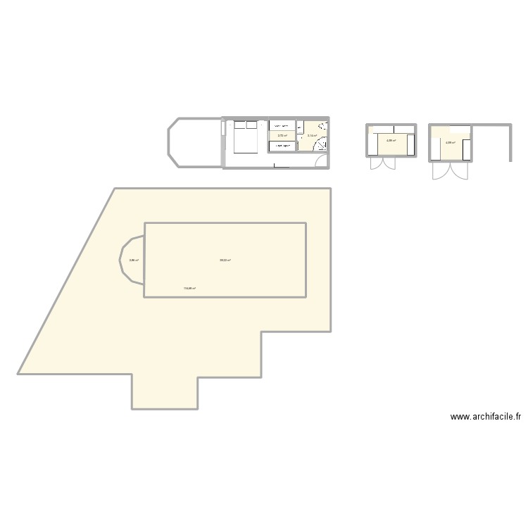 Projet Chambre parent + sdb. Plan de 7 pièces et 217 m2