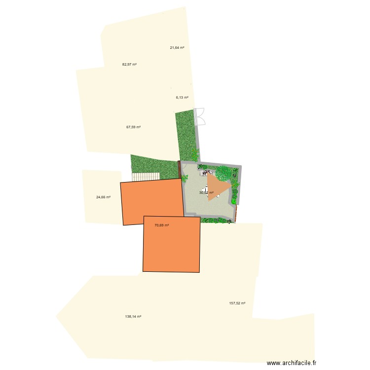jardin. Plan de 9 pièces et 600 m2