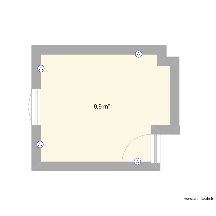 Bureau actuel. Plan de 1 pièce et 10 m2