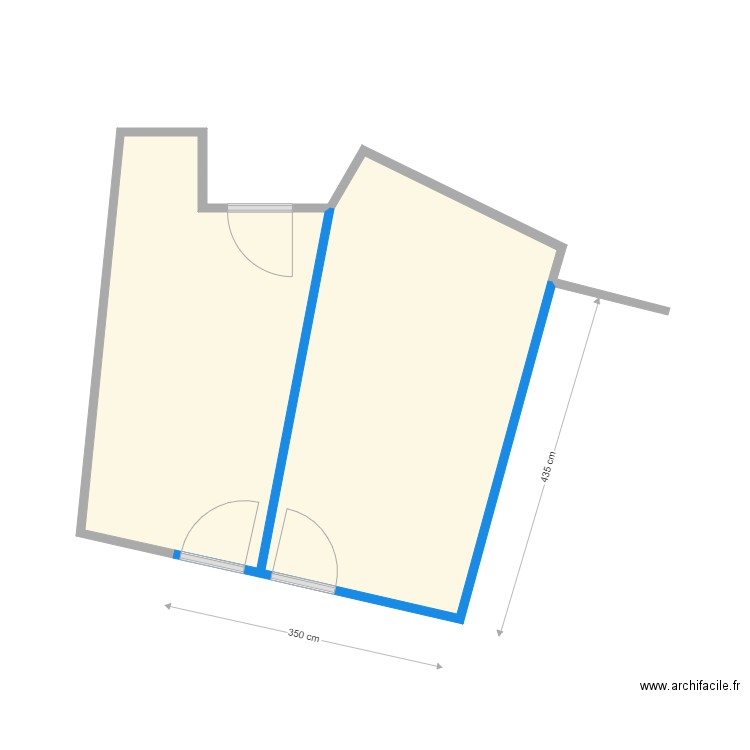 Salle chauffeur. Plan de 2 pièces et 24 m2