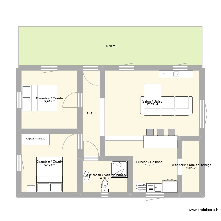 maison bresil. Plan de 8 pièces et 76 m2