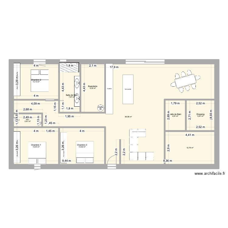 Pierre Olivier. Plan de 10 pièces et 243 m2