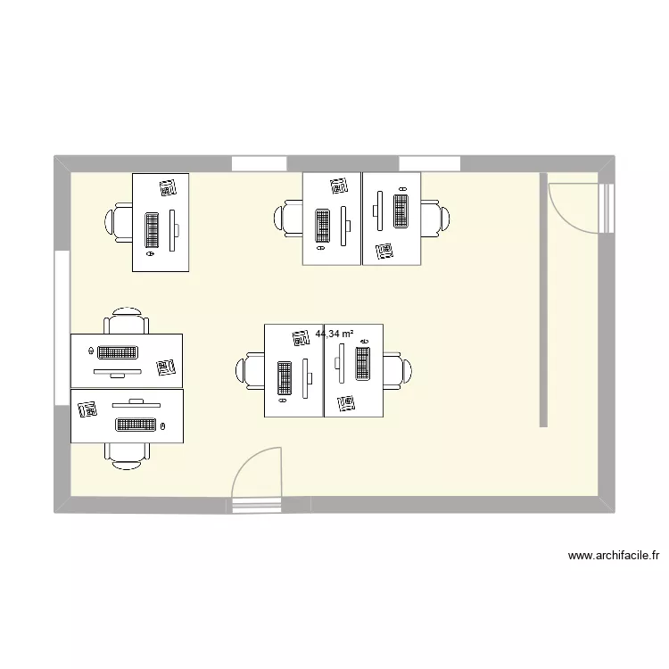 version couloir T. Plan de 1  et 44 m²