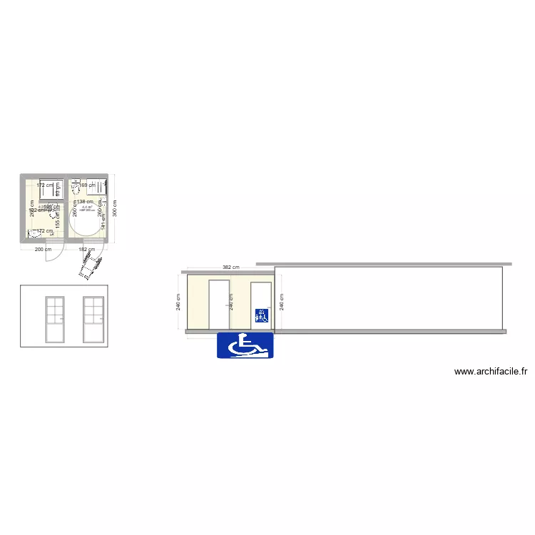 wc handicap&eacute;projet. Plan de 