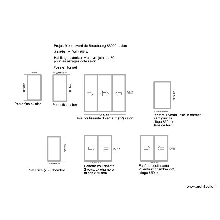 vitrage Pomponi. Plan de 