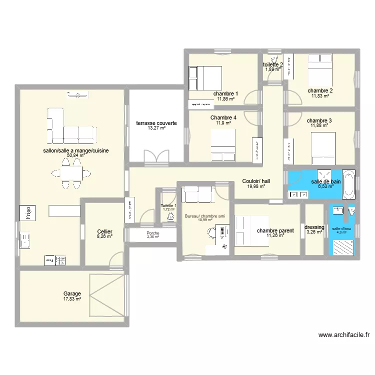 maison. Plan de 17  et 200 m²