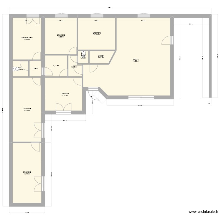 Baptiste. Plan de 13 pièces et 131 m2