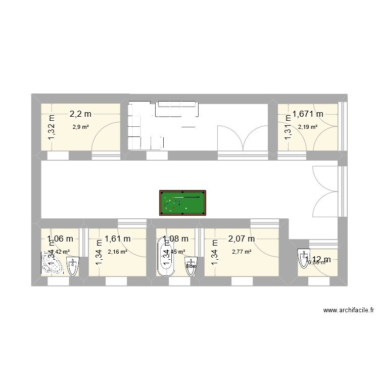 ibou diop km. Plan de 7 pièces et 14 m2