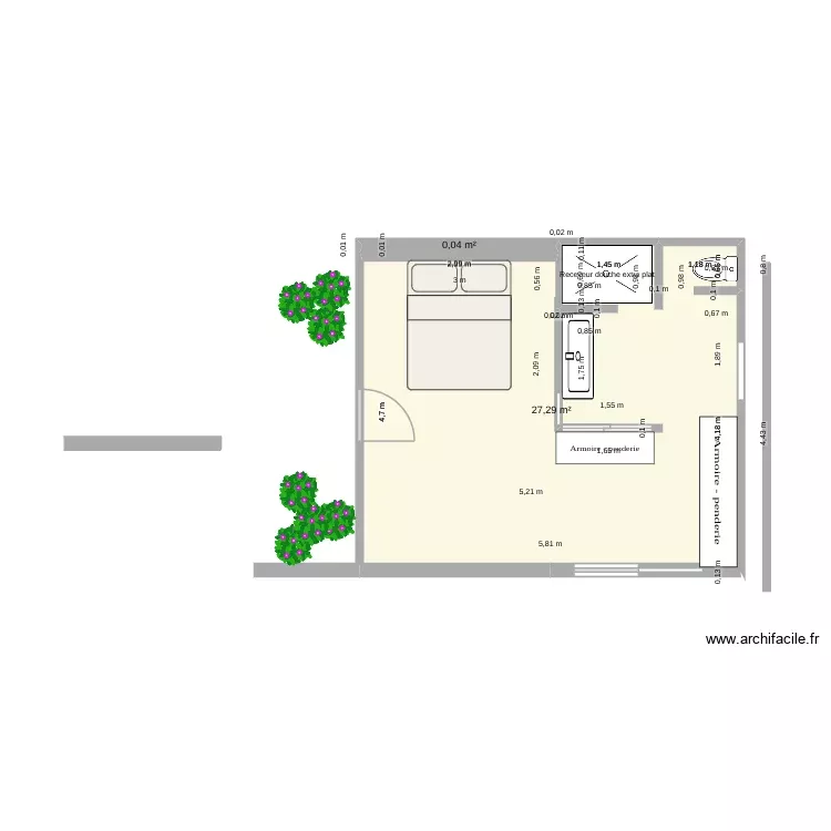 extension 4. Plan de 2 Pièces et 27 m²