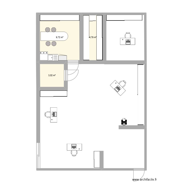 plan local 2. Plan de 3 pièces et 18 m2