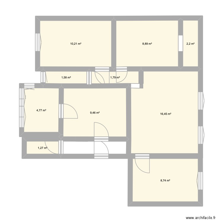 plan Argonne. Plan de 10 pièces et 65 m2