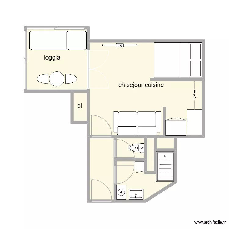 grau du roi appartement le corvette 2. Plan de 8  et 29 m²
