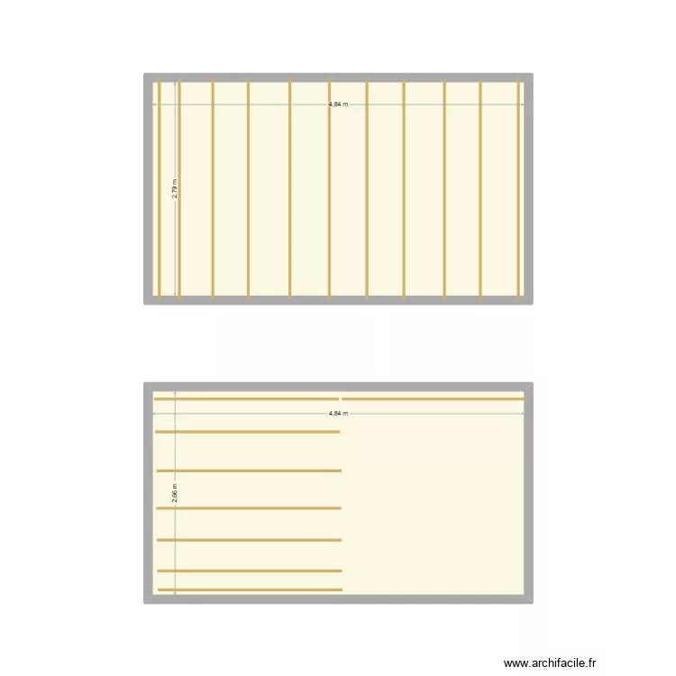 terrasse arriere. Plan de 2  et 26 m²