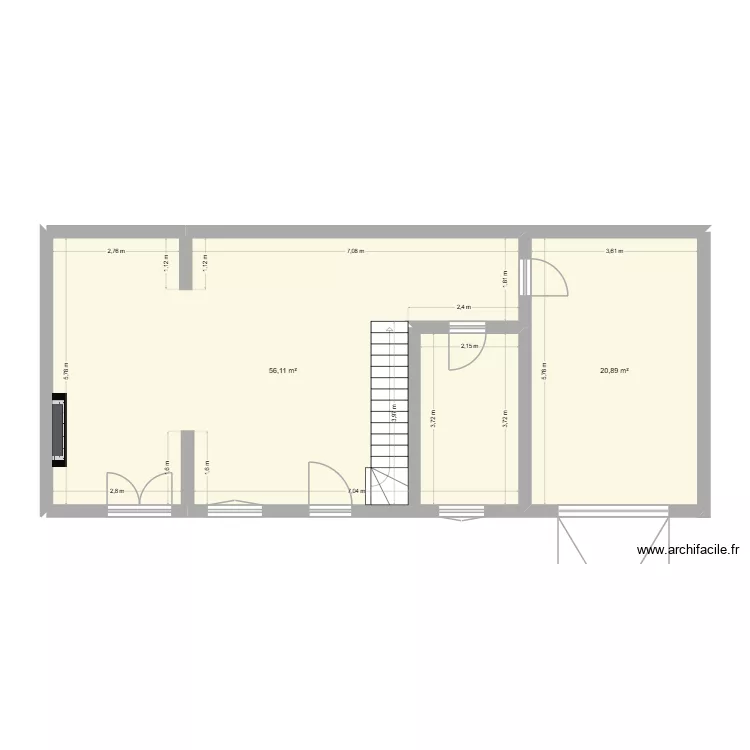 Chantier NAUDEAU RDC. Plan de 2  et 77 m²