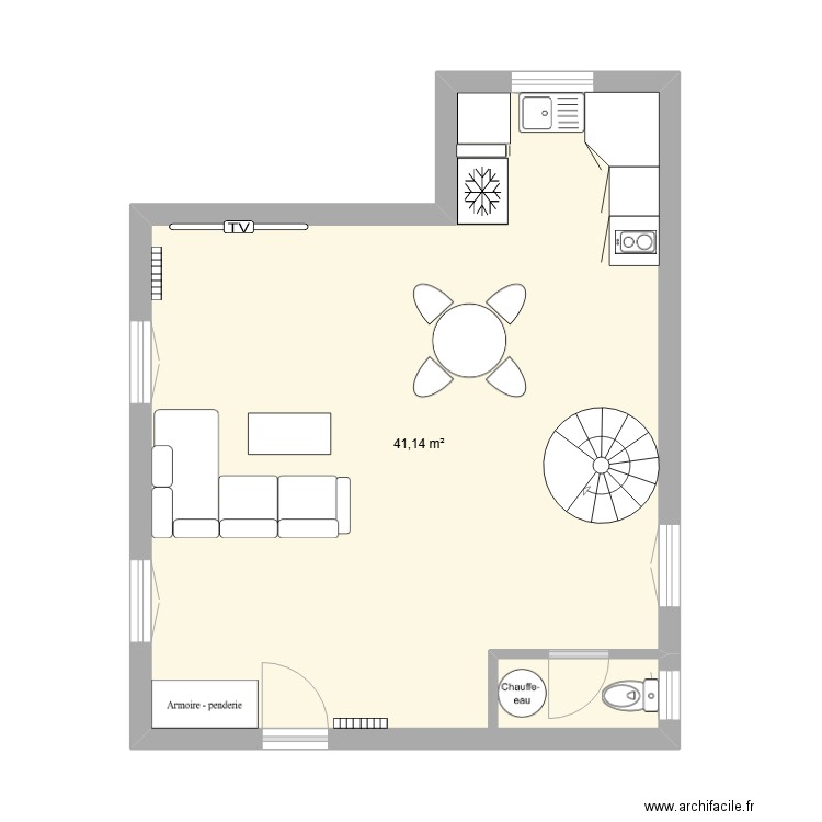 RDC_02. Plan de 1 pièce et 41 m2