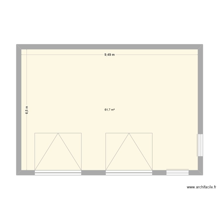 garage. Plan de 1 pièce et 62 m2