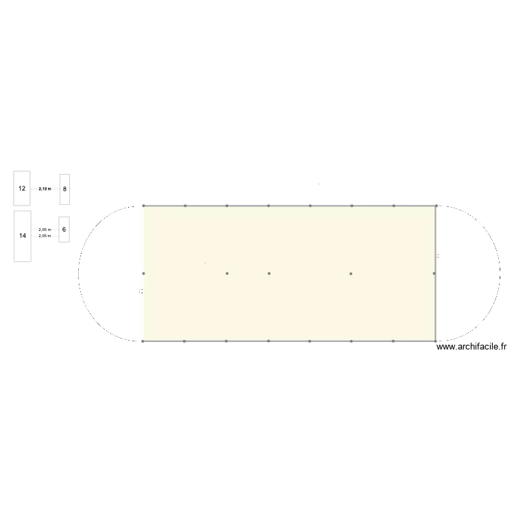 Diner mariage vide. Plan de 1  et 211 m²