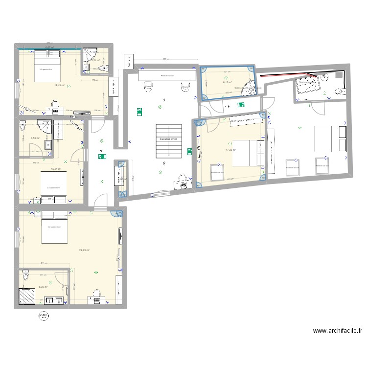 crancey_étage. Plan de 10 pièces et 102 m2