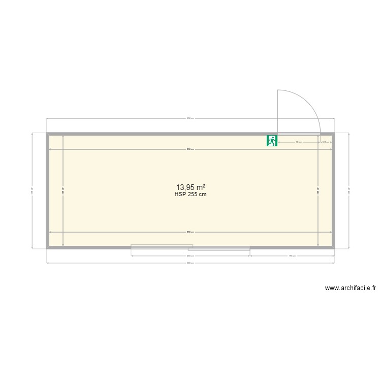 Espace VIP 15m². Plan de 1 pièce et 14 m2