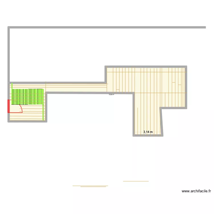 terrasse. Plan de 1  et 72 m²