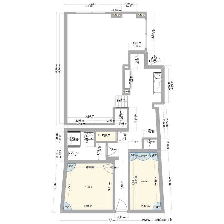 porte verte. Plan de 6 pièces et 26 m2