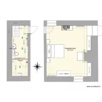 chambre nord et salle de bain