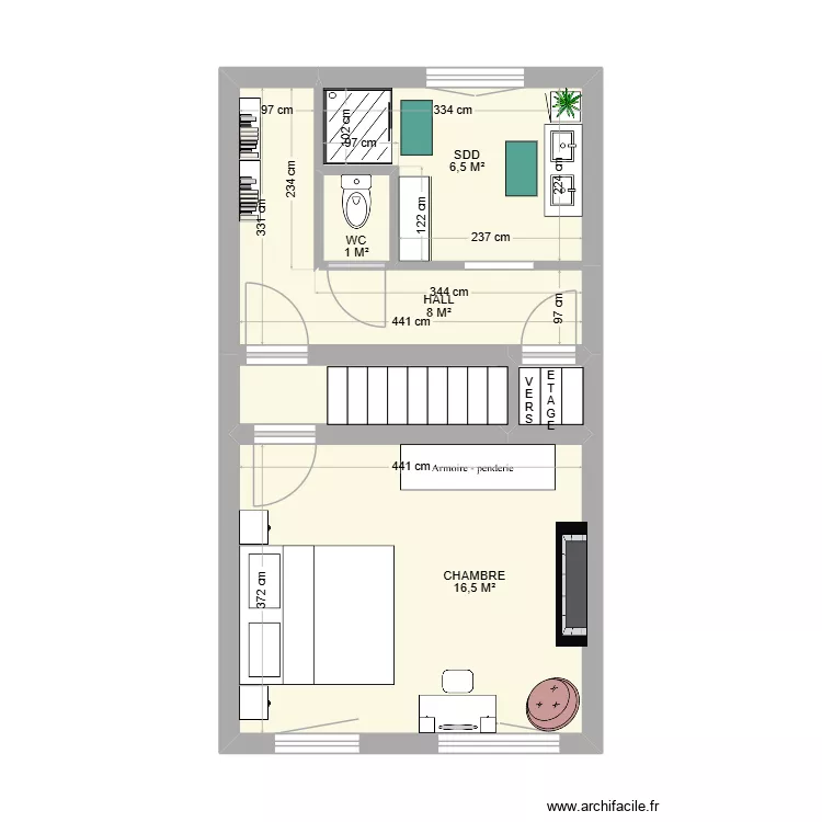 1er ETAGE NIVELLES. Plan de 6  et 33 m²