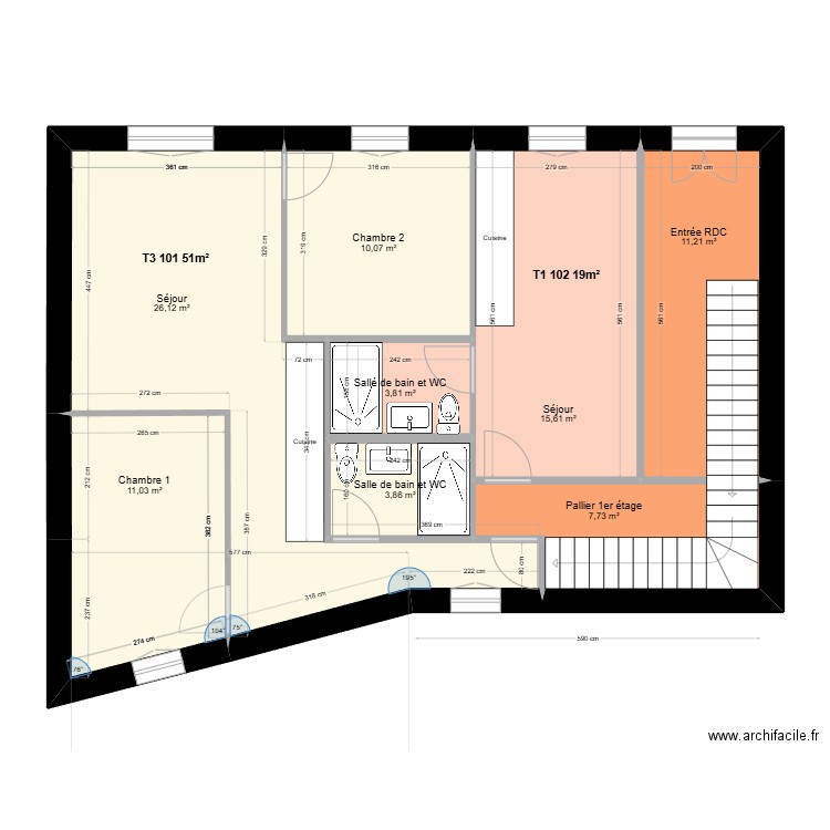 Liberté étage 1 V3. Plan de 0 pièce et 0 m2