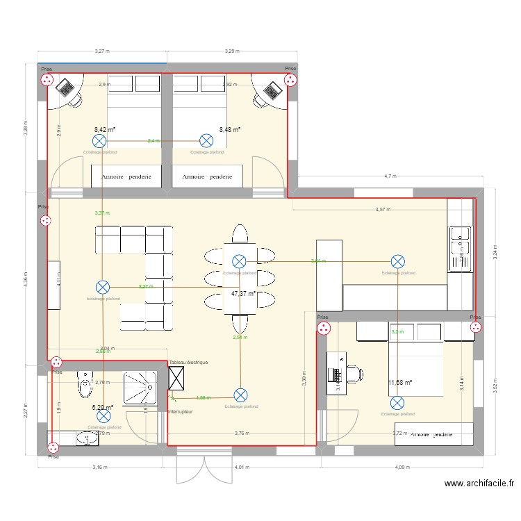 plan maquette. Plan de 5 pièces et 81 m2