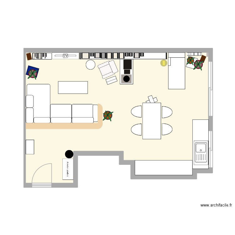 Maison Paris. Plan de 2 pièces et 35 m2