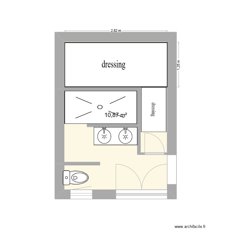 salle de bain. Plan de 1 pièce et 11 m2