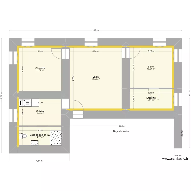 Albertini M - PB - CORTE - 3&egrave;me - projet. Plan de 